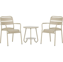 Utemöbelset med två karmstolar och ett bord