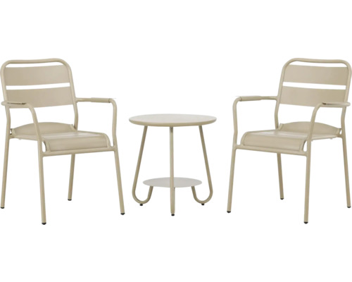 Caféset VENTURE HOME Faro beige Utemöbelset med två karmstolar och ett bord
