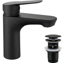 Svart tvättställsblandare med bottenventil