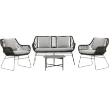 Utemöbelset med två stolar, en bänk och ett bord