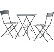 Trädgårdsmöbelset med två stolar och ett runt bord av metall
