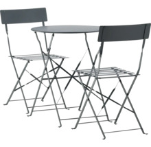 Trädgårdsset med två fällstolar och ett runt fällbord