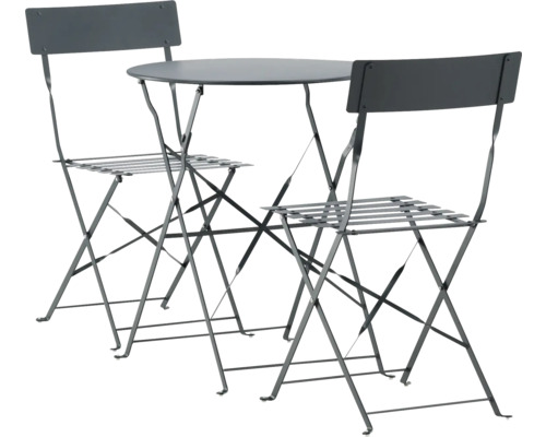 Trädgårdsset med två fällstolar och ett runt fällbord