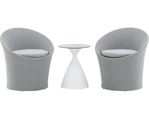 Loungeset VENTURE HOME Spoga vit/grå Två grå loungestolar med ett vitt bord