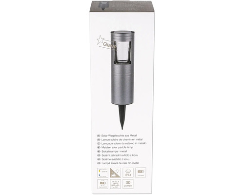 Solcellslampa i metall för trädgårdsgång
