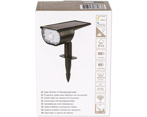 Solcellslampa med rörelsesensor på förpackningen