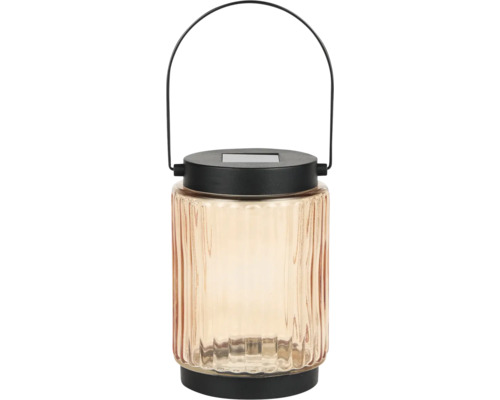 Dekorativ solcellslykta i glas med handtag