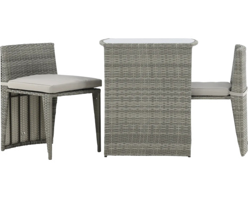 Caféset VENTURE HOME Savanna grå Trädgårdsmöbelset i rotting med bord och två stolar