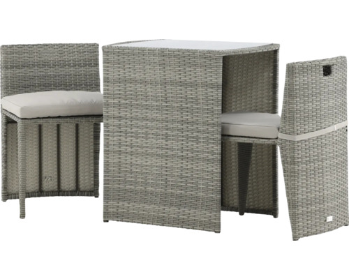 Trädgårdsmöbelset i polyrotting med bord och två stolar