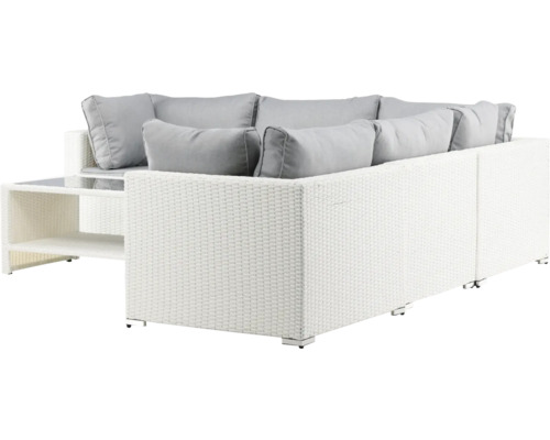 Trädgårdsmöbelset med rottingsoffa och bord