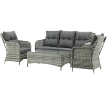 Trädgårdsmöbelset med soffa, två fåtöljer och bord