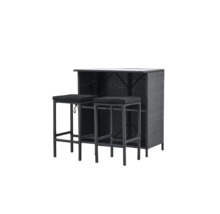 Barset i polyrotting med två stolar och en bardisk för utomhusbruk