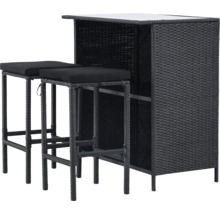 Barset i polyrotting med två pallar och en bordsskiva