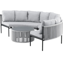 Trädgårdsmöbelset med soffa, fåtölj och bord