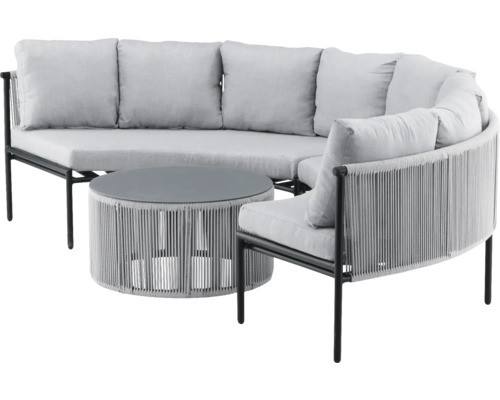 Trädgårdsmöbelset med soffa, fåtölj och bord