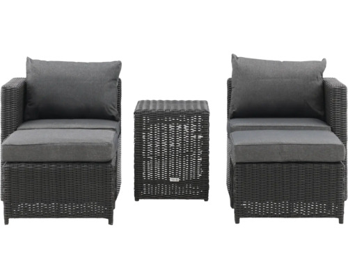 Trädgårdsmöbelset med två fåtöljer och ett bord