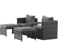 Trädgårdsmöbelset i rotting med fåtölj och pall