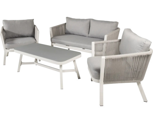 Utemöbelset med soffa, fåtöljer och bord för utomhusbruk