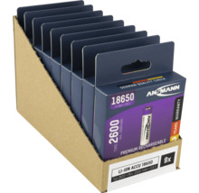 Nio Ansmann 18650 litiumjonbatterier, 3,6 volt, 2600 mAh i försäljningsförpackning