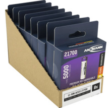 Åtta Ansmann 21700 litiumjonbatterier i försäljningsförpackning