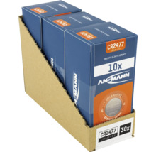 Vy av litiumknappceller CR2477, 30 stycken i en kartongförpackning