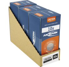 Visning av en display med 30 CR2354 litiumknappcellsbatterier från Ansmann