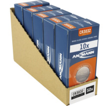 Förpackning med 50 Ansmann CR3032 Litium 3V-batterier i kartongförpackning
