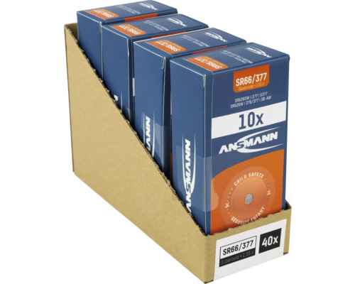 Ansmann SR66/377 knappcellsbatterier i displaykartong, 40 stycken