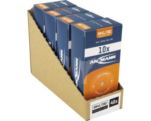 Ansmann knappcellsbatterier SR41/392, 1,55 V, 40-pack i försäljningsförpackning