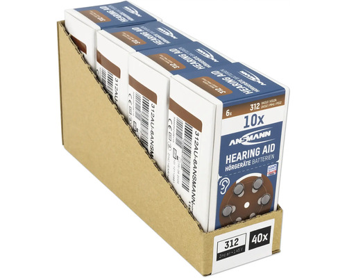 Ansmann hörapparatsbatterier storlek 312, 40 stycken i displaybox