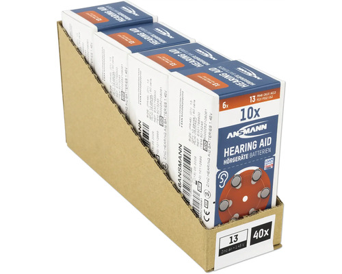 Ansmann hörapparatsbatterier storlek 13, 40 stycken i kartongförpackning