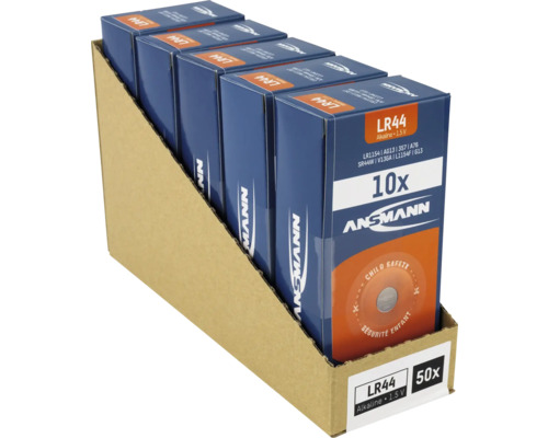 Ansmann LR44 batterier, 1.5 V, 50-pack i försäljningsförpackning