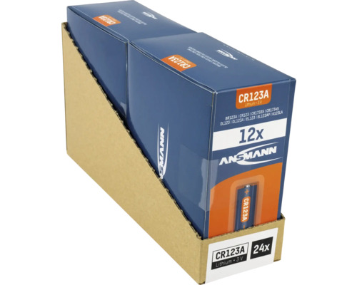 Ansmann CR123A litium 3 volt batterier, 24 stycken i kartongförpackning