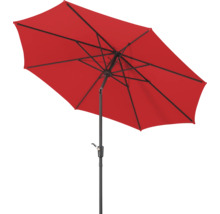 Rött parasoll med stålstång