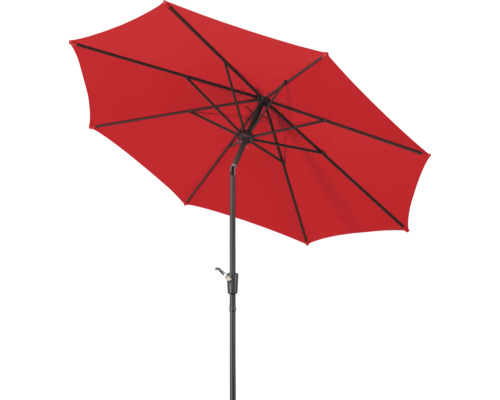 Rött parasoll med stålstång