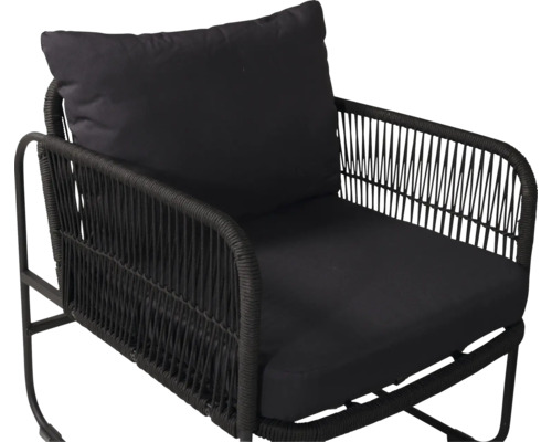 Trädgårdsfåtölj med dyna och rottingutseende