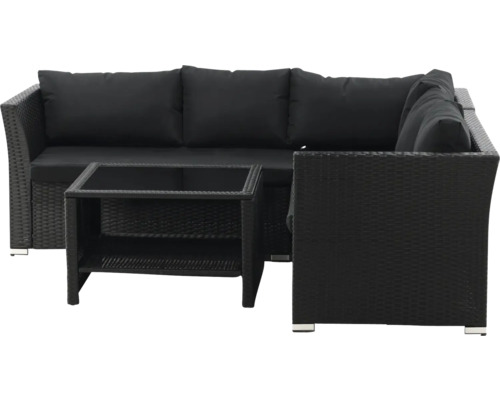 Loungegrupp VENTURE HOME Haiti svart Trädgårdsmöbelset med bord och hörnsoffa