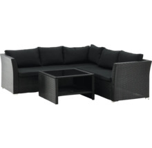 Trädgårdsloungegrupp med rottingsoffa och bord