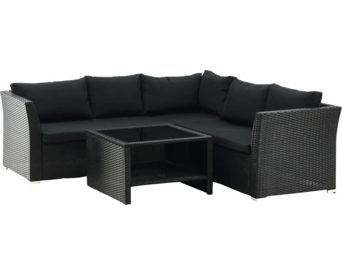 Trädgårdsloungegrupp med rottingsoffa och bord