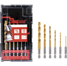 Pattfield HSS-TIN metallborrset med olika storlekar i förvaringslåda