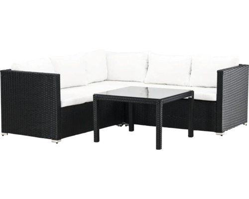 Trädgårdsloungegrupp med bord och dynor