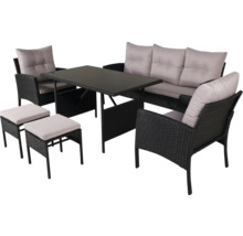 Trädgårdsmöbler med bord, soffa, stolar och pallar