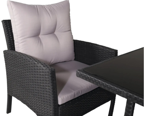 Trädgårdsstol med dyna och bordsskiva