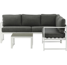 Trädgårdsloungegrupp med soffa och bord