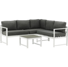 Trädgårdsloungegrupp med hörnsoffa och bord