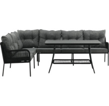 Trädgårdsmöbelset med hörnsoffa och bord för utomhusbruk