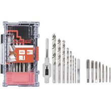 Pattfield gängtapp- och skärsats med HSS-borrar i väska