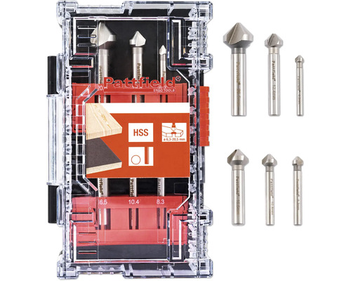 Pattfield försänkare set för trä med olika storlekar