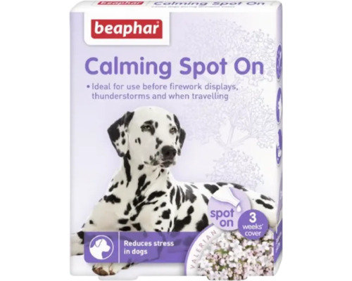 Beaphar Lugnande Spot On för hundar för att minska stress före fyrverkerier, åskväder och resor