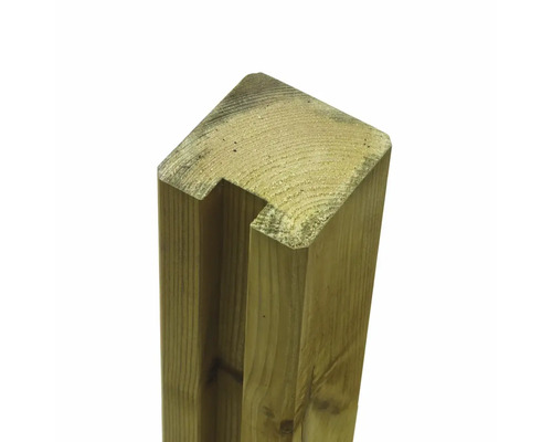 Trästolpe med spår för trädgårdsstaket